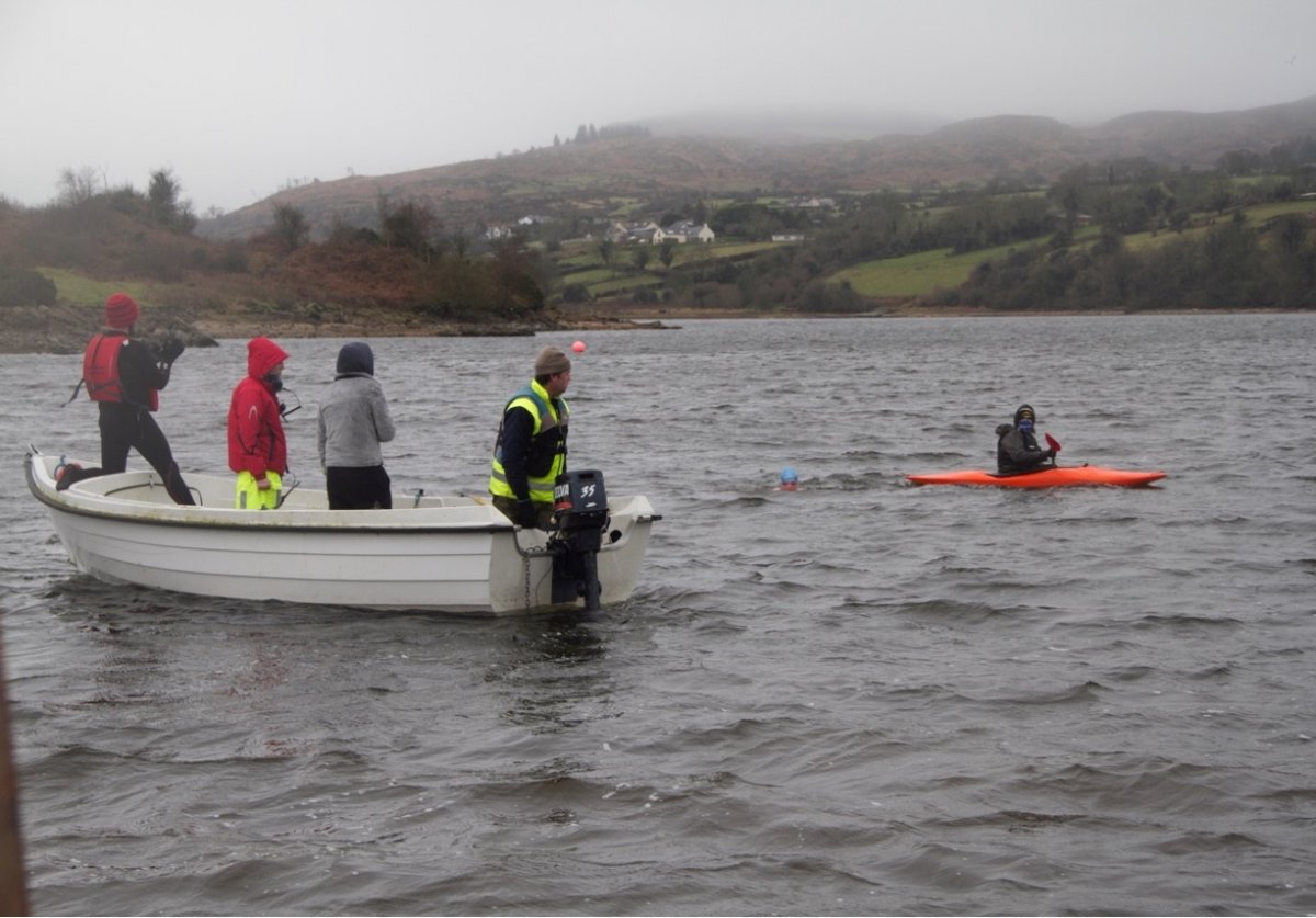Ice kilometer training at Camlough Lake, Co.Armagh