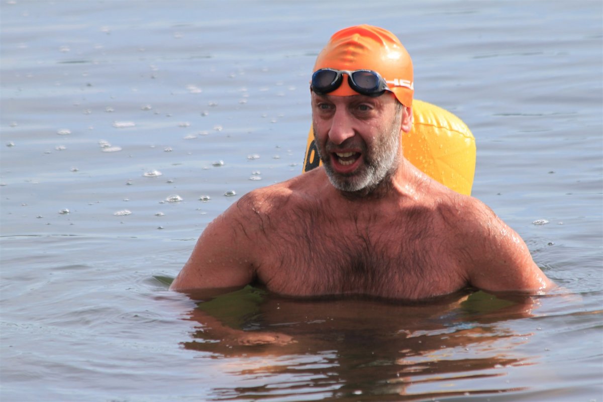 At the end of an ice swim